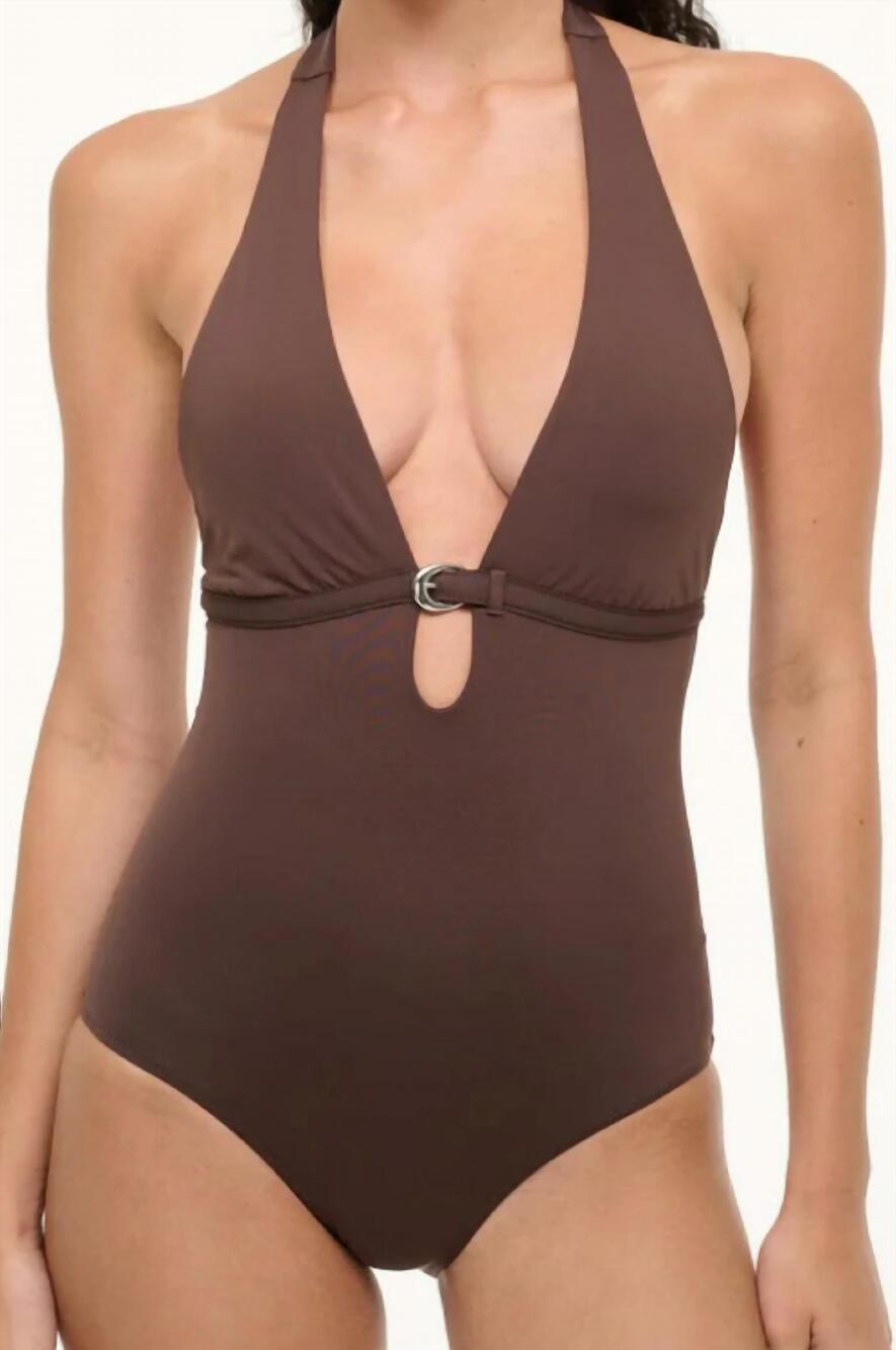 NEW STAUD la jolla one piece in dark chocolate